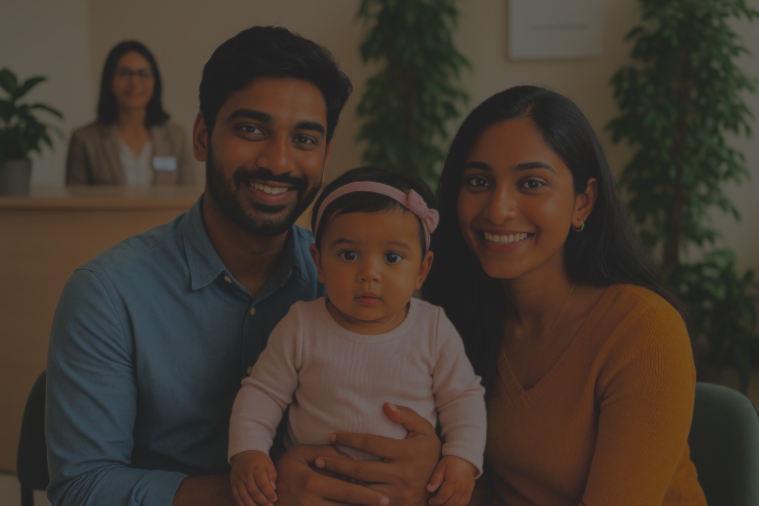 Image of a young couple holding their baby